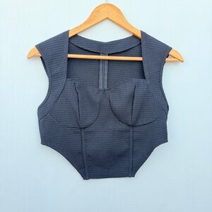 Salanta Textured Corset Top Size Small (4) Black Sleeveless Bustier